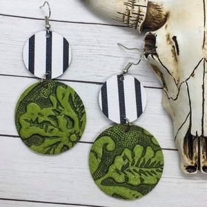 Genuine Leather Earrings-Trendy Embossed